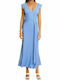 Summer Midi Dress for Wedding Christening Blue