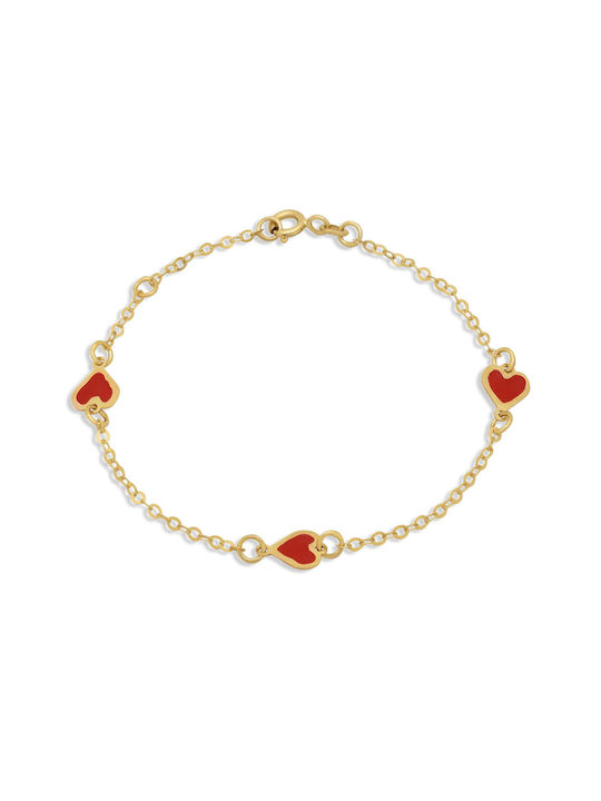 14K Gold bracelet with hearts