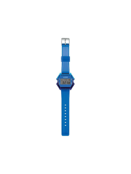 I AM Digital Uhr mit Blau Kautschukarmband