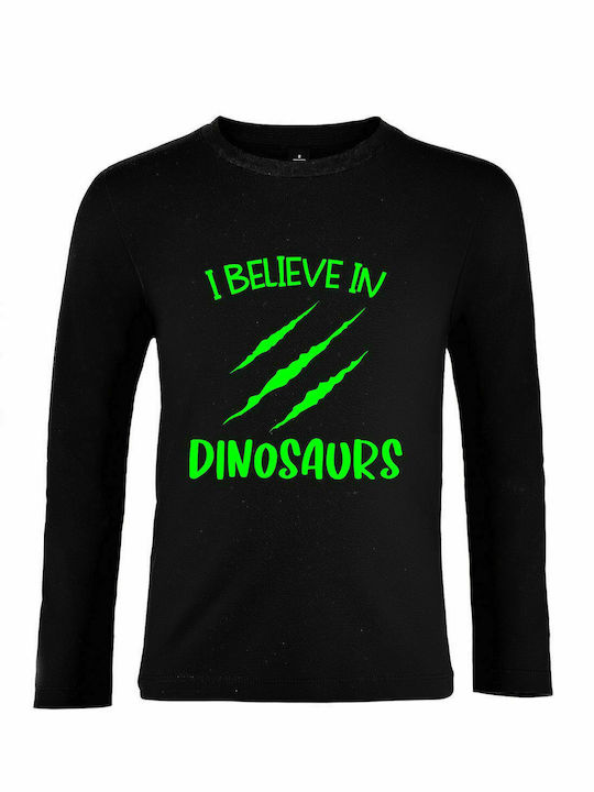 Παιδικό Μακρυμάνικο " I Believe In Dinosaurs ", Black