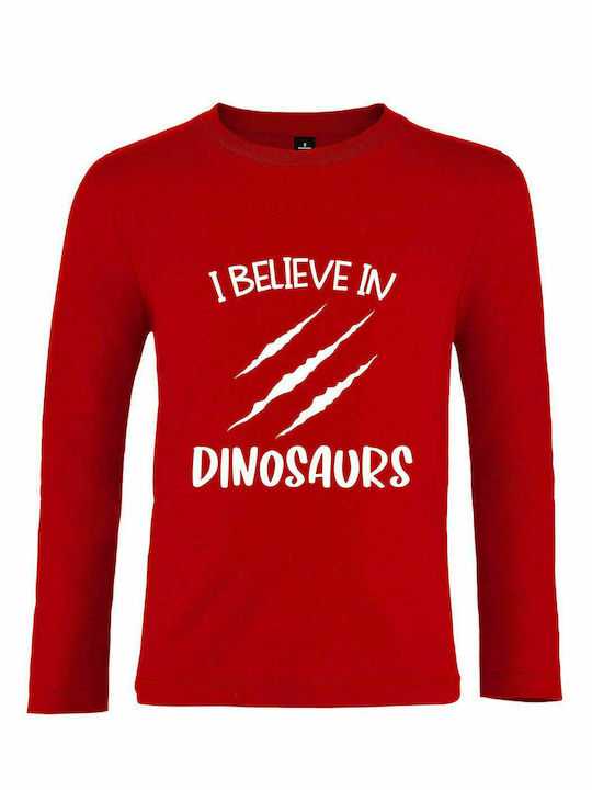 Παιδικό Μακρυμάνικο " I Believe In Dinosaurs ", Red