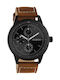 Oozoo Timepieces Ανδρικό Ρολόι 45mm Χρονογράφος Μπαταρίας με Καφέ Δερμάτινο Λουράκι