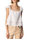 Pepe Jeans Nash Women's Summer Blouse Cotton Short Sleeve White