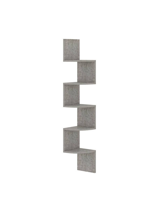 Corner Shelving Unit Floor Grey Concrete 19x19x123cm