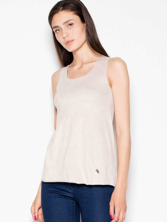 Venaton Sleeveless Women's Summer Blouse Beige