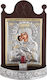 Silver Icon of Panagia Glykofilousa with Light 19x30cm