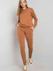 Fancy Damen-Sweatpants-Set Braun