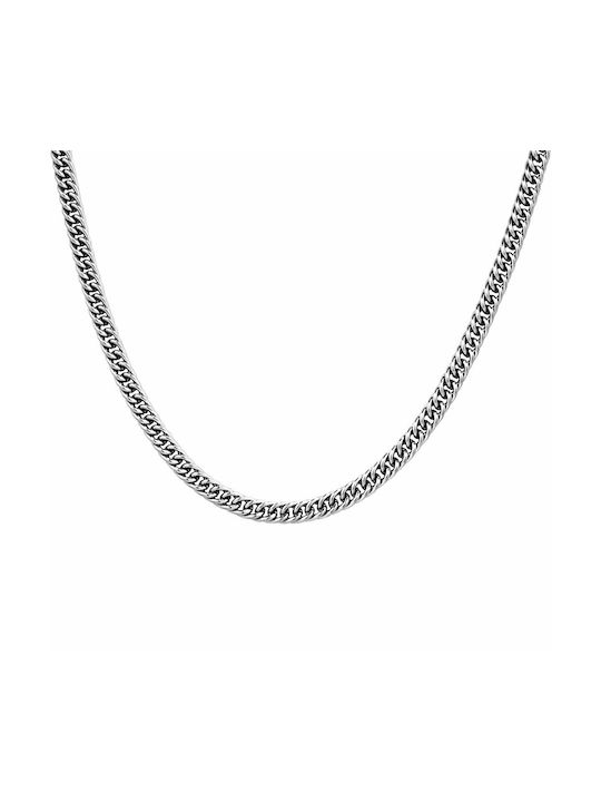 Micron Cubana Chain Silver 4MM Αλυσίδα λαιμού από ανοξείδωτο ατσάλι 316L 55 cm