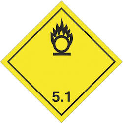 ADR Κλάση 5.1 Placă de avertizare Materiale inflamabile 25x25cm ADR Κλάση 5.1 Placă de avertizare Materiale inflamabile 25x25cm