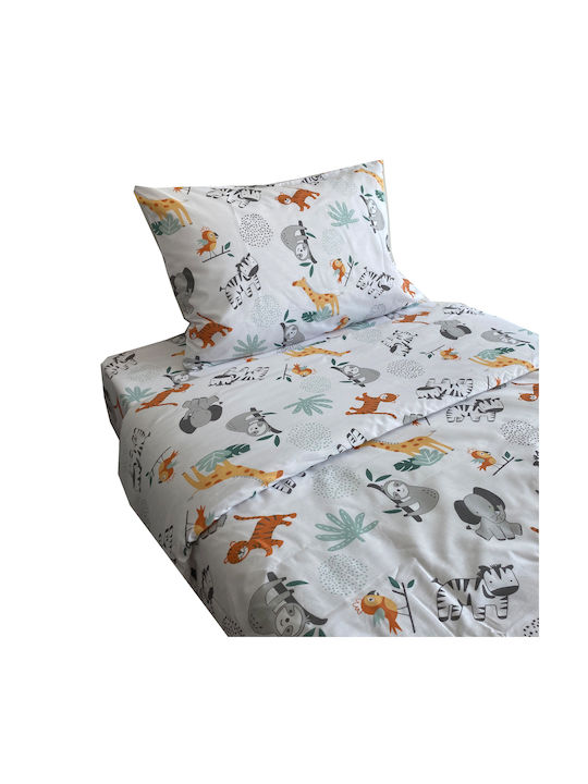 Astron Italy Zoo Set Kids Duvet Cover Single with Pillowcase Cotton Multicolored 165x250cm