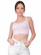 Guess Damen Sommer Crop Top Ärmellos Rosa