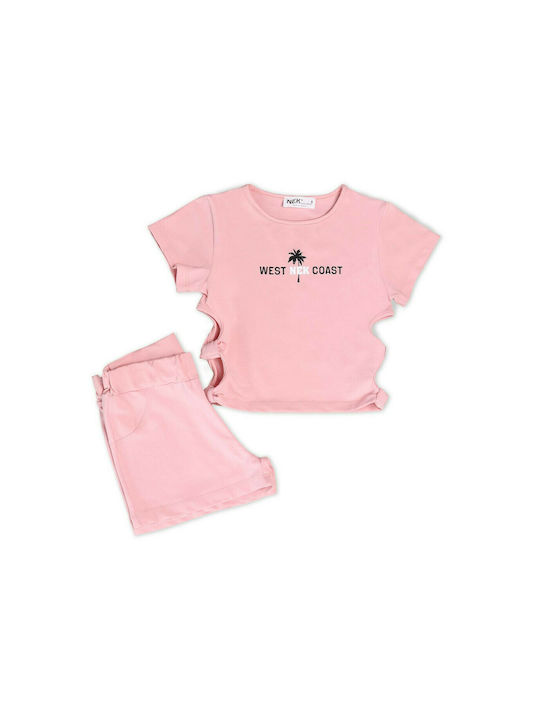 Nek Kids Wear Set pentru copii cu Șorturi Vara 2buc Roz