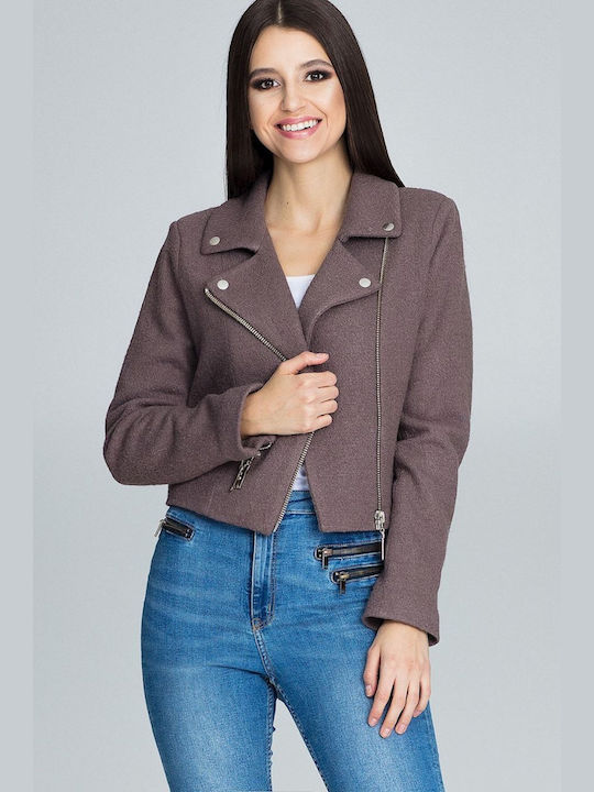 Figl Women's Short Biker Jacket for Spring or A...