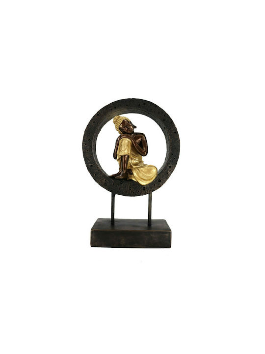 InTheBox Decorative Buddha Polyresin Circle in Black - Gold 24x10.5x34.5cm 1pcs