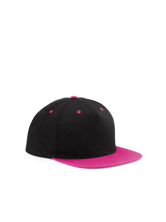 Beechfield Jockey cu vizieră dreaptă Black / Fuchsia