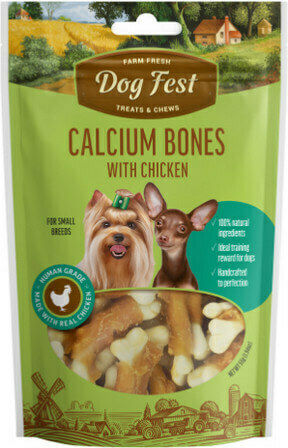 Dog Fest Bones Leckerli für Hunde Kleine Rassen mit Huhn 55gr 73DF204