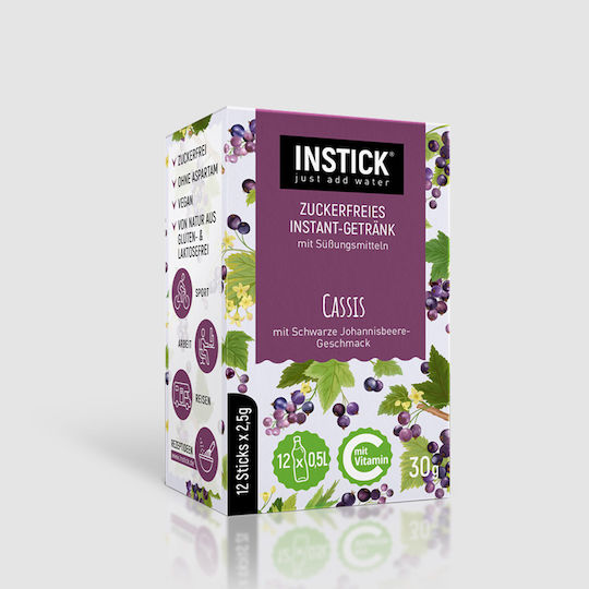 Instick Χυμός σε Σκόνη Blackcurrant Χωρίς Ζάχαρη 30gr 12τμχ