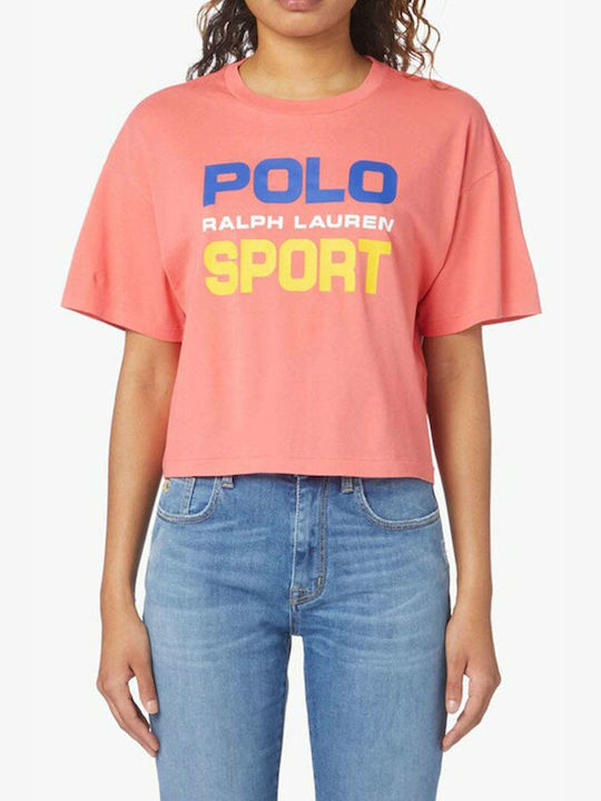 Ralph Lauren Women's Summer Crop Top Short Sleeve Orange