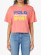 Ralph Lauren Damen Sommer Crop Top Kurzarm Orange