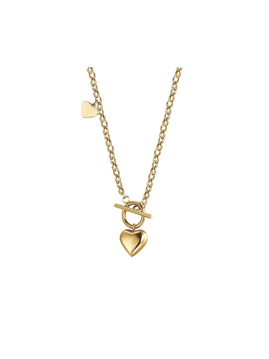 Luca Barra Necklace with design Heart from Gold Plated Steel