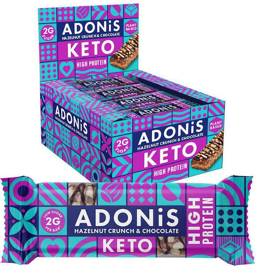 Adonis Keto High Protein Riegel mit 10.2gr Protein & Geschmack Haselnuss-Knusper-Schokolade 45gr