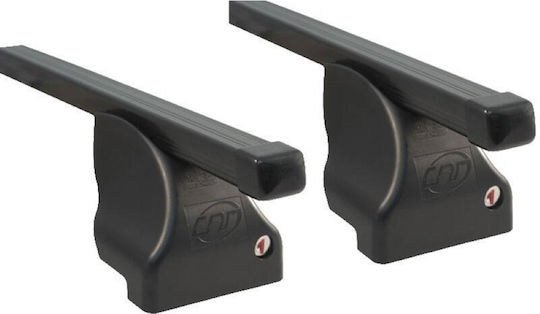 Cam Metallic Car Roof Bars 130cm for Seat Toledo 5D 5D 2004-2009 Set with Roof Rack Legs Black
