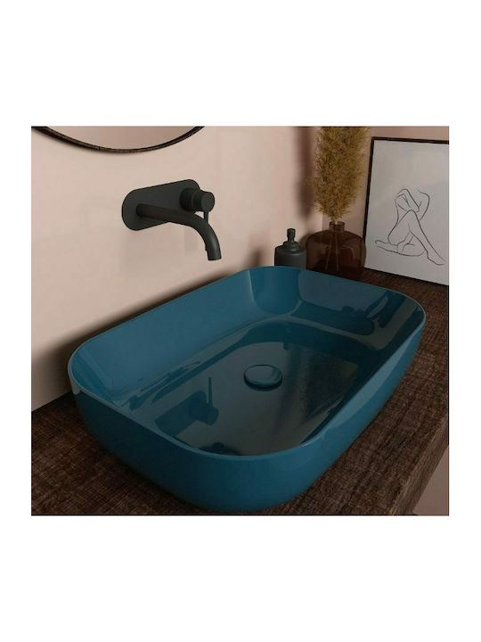Olympia Metamorfosi Επικαθήμενος Νιπτήρας Πορσελάνης 60x42x14cm Petrol