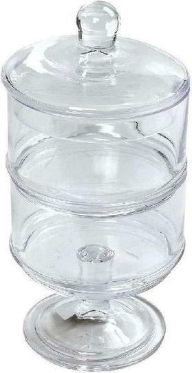 Espiel Glass Sweet Jar with Lid and Foot 2 Levels Transparent 8x8x19cm