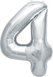 Balloon Foil Jumbo Number 4 Silver 80cm