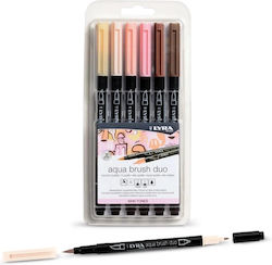Lyra Aqua Brush Duo Μαρκαδόροι Σχεδίου Skin Ton...