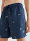 Men's Swimwear Shorts Navy Blue with Patterns