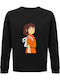 Hanorac unisex, organic, " Chihiro, Spirited Away ", negru