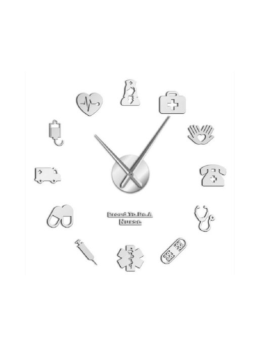 Acrylic Self Adhesive Wall Clock 3D DIY Silver Doctor