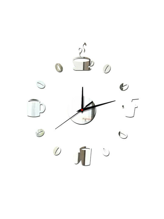 Acrylic Wall Clock Small DIY Silver Coffee Wall Clock