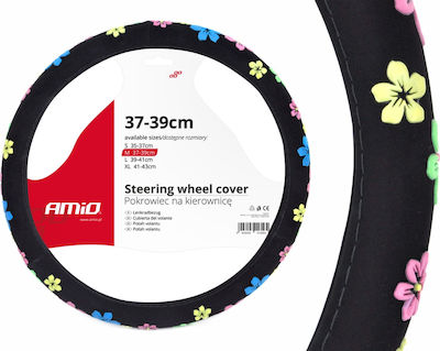 AMiO Car Steering Wheel Cover with Diameter 37-39cm Synthetic Black