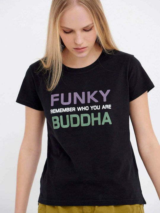 Funky Buddha Feminin Sport Tricou Negru