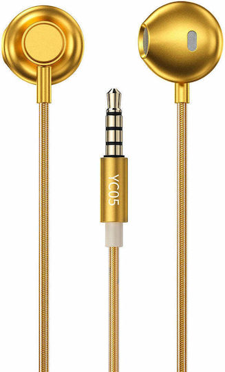 WK YC05 Earbuds Handsfree με Βύσμα 3.5mm Χρυσό