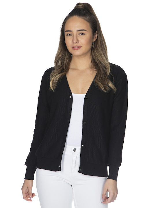 Short jacket with buttons -100% organic cotton-60151Z Black