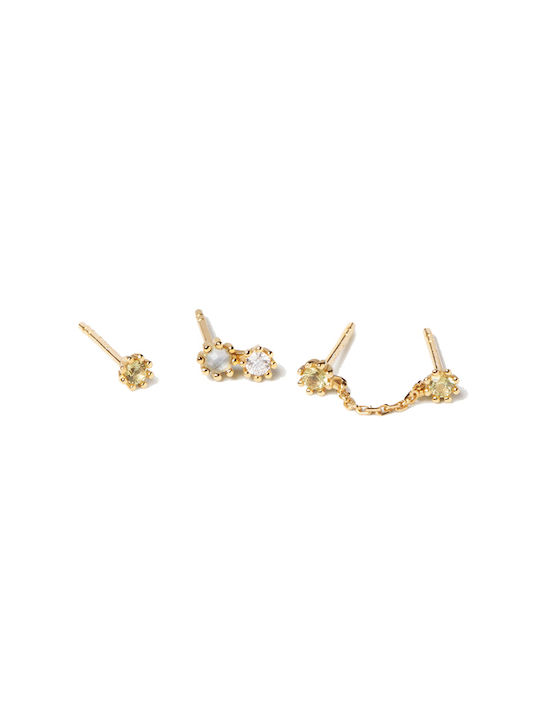 P D Paola Kara Set Earrings made of Silver Gold Plated with Stones