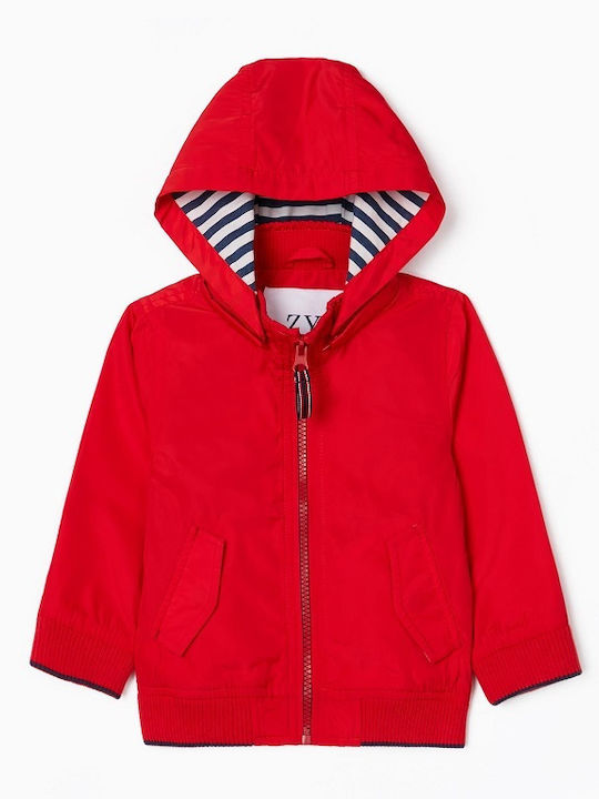 Kids' Casual Jacket Short Windproof with Hood Red