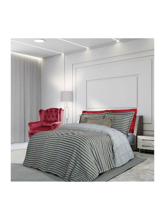 Greenwich Polo Club Duvet Cover Set Cotton Queen with 2 Pillowcases 220x240 2123 Grey / White / Bordeaux