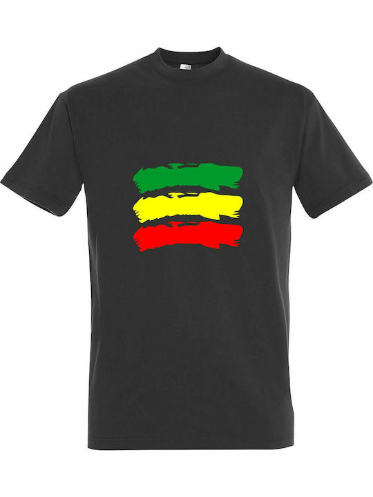 T-shirt Unisex " Reggeae Flagge, Reggae Musik ", Dunkelgrau