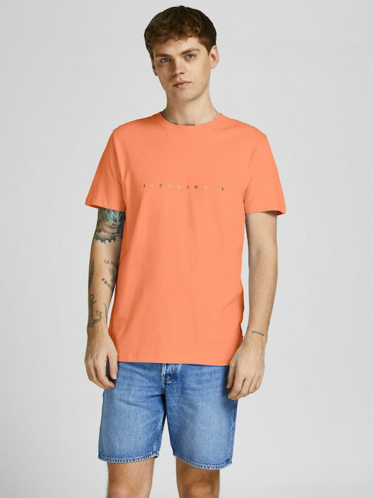 Jack & Jones Ανδρικό T-shirt Coral με Λογότυπο