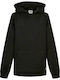 Fleece Kids Sweatshirt with Hood and Pockets Black Organic