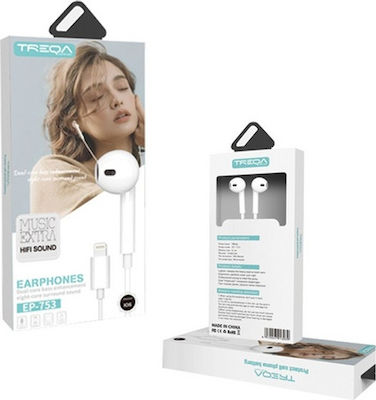 Treqa EP-753 Earbuds Handsfree με Βύσμα Lightning Λευκό