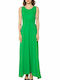 Summer Maxi Dress for Wedding - Christening Open Back Green