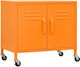 Office Storage Metal Cabinet with Wheels Orange L60xW35xH49cm