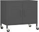 Office Storage Metal Cabinet with Wheels Ανθρακί L60xW35xH49cm