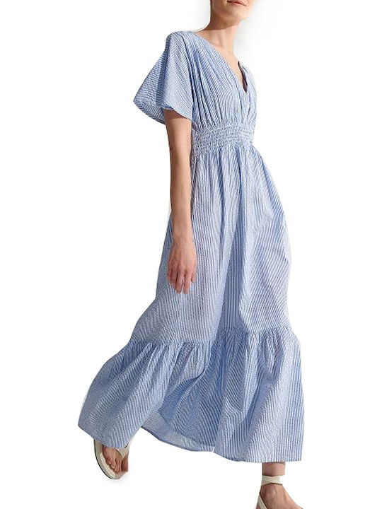 ALE The Non Usual Casual Summer Maxi Dress with Ruffle Light Blue  8914093-BLUE