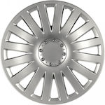 AMiO Car Hubcap Set with Smart Emblem 14" 4pcs Silver /AM